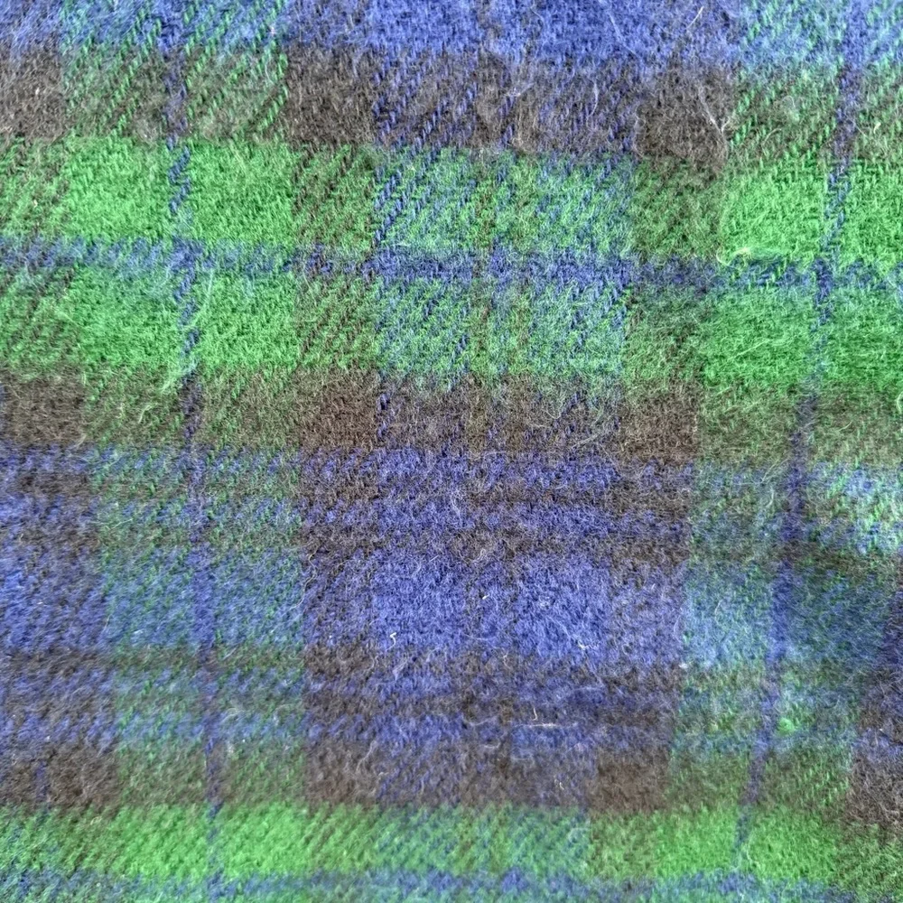 VTG Ralph Lauren Black Watch Plaid Acrylic Stadium Throw Blanket 49x64 USA READ